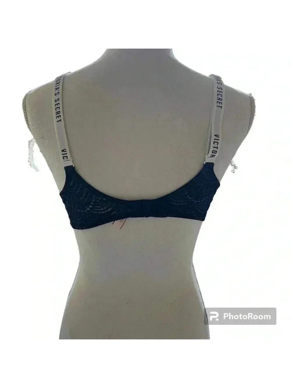 Victoria Secret T-shirt push-up full coverage navy blue  Bra 36B crochet girl